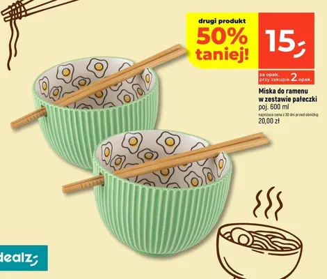 Miska do ramenu w zestawie pałeczki promocja w Dealz