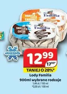 Lody Familia waniliowo-czekoladowe promocja w Delfin