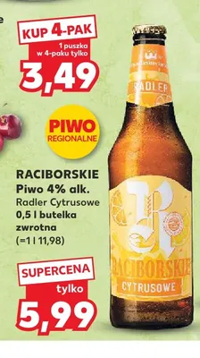 Piwo Raciborskie Radler Cytrusowe promocja w Kaufland