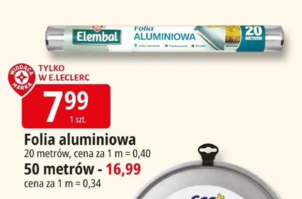 Folia aluminiowa Elembal 20 metrów promocja w Leclerc