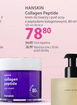 Krem do twarzy i pod oczy z peptydami kolagenowymi Collagen Peptide promocja w Hebe