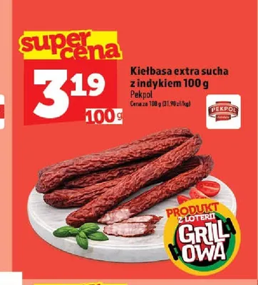 Kiełbasa extra sucha z indykiem Pekpol promocja w TOPAZ