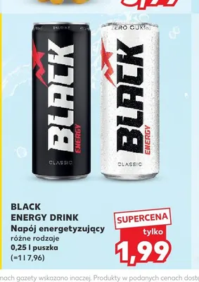 Napój energetyzujący Black Zero Cukru promocja w Kaufland
