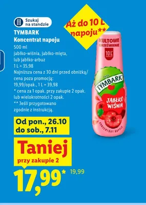 Koncentrat napoju jabłko-arbuz Tymbark promocja w Lidl