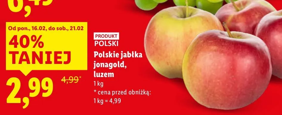 Jabłka jonagold, luzem promocja w Lidl