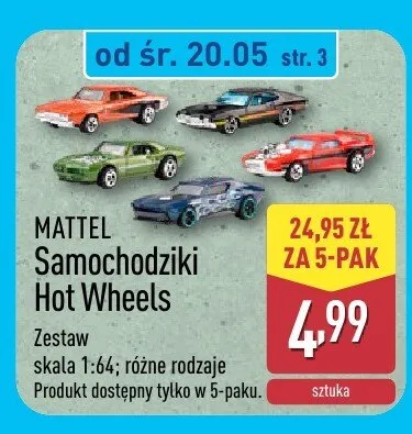 Samochodziki Hot Wheels zestaw skala 1:64 5-pak promocja w Aldi