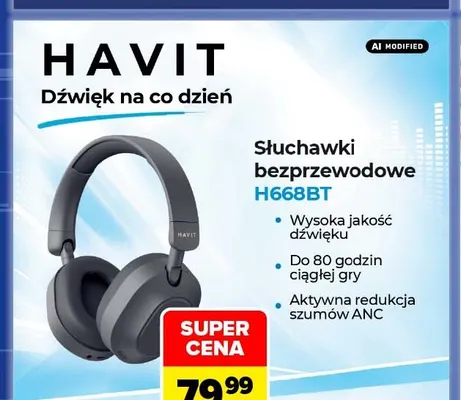 Słuchawki bezprzewodowe H668BT Havit promocja w Carrefour