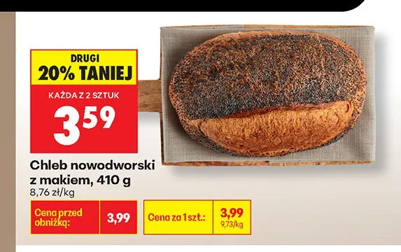 Chleb nowodworski z makiem promocja w Biedronka