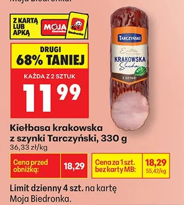 Kiełbasa krakowska z szynki promocja w Biedronka