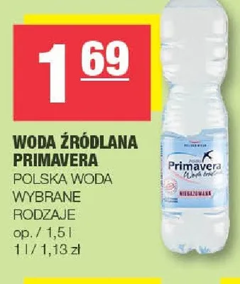 Woda źródlana Primavera promocja w SPAR