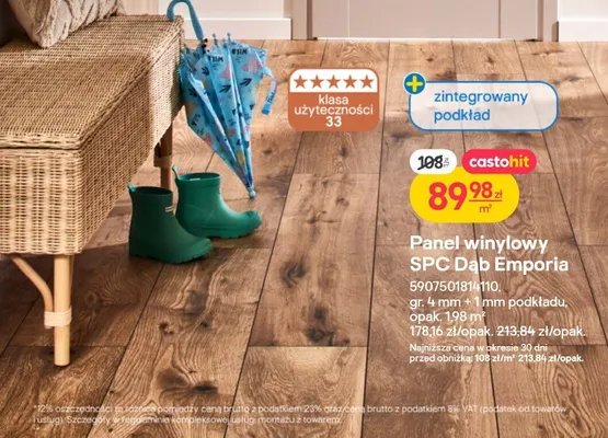 Panel winylowy SPC Dąb Emporia zintegrowany podkład klasa użyteczności 33 promocja w Castorama