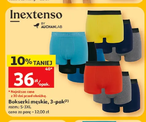Bokserki męskie Inextenso 3-pak promocja w Auchan