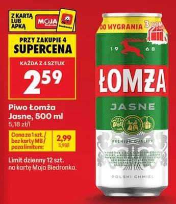 Piwo Łomża Jasne promocja w Biedronka