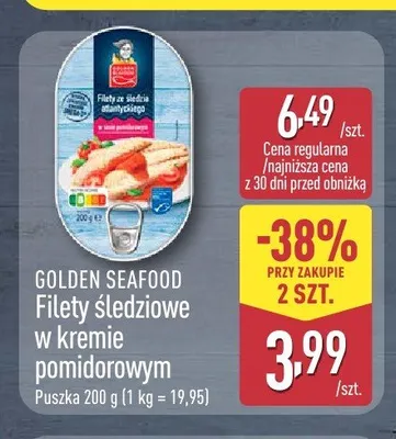 Filety śledziowe w kremie pomidorowym Golden Seafood promocja w Aldi