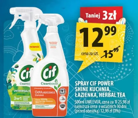 Spray Cif Power Shine kuchnia, łazienka, Herbal Tea promocja w Arhelan