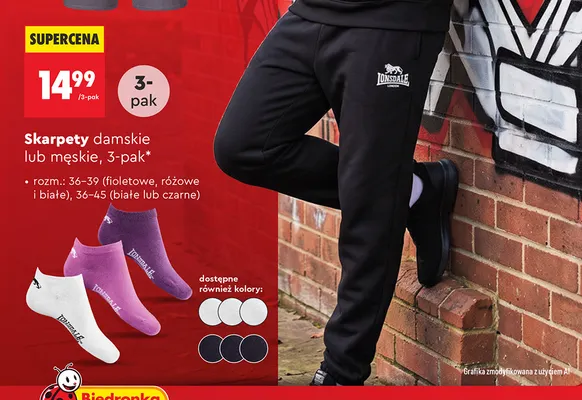 Skarpety damskie 3-pak Lonsdale promocja w Biedronka