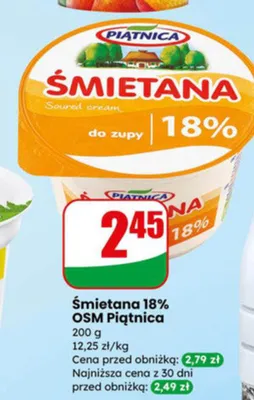 Śmietana 18% OSM promocja w Dino