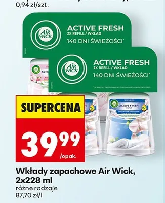 Wkłady zapachowe Air Wick Active Fresh 2-pak promocja w Biedronka