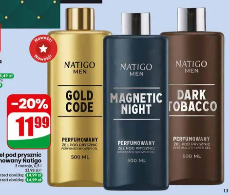 Żel pod prysznic męski perfumowany Natigo Gold Code promocja w Dino