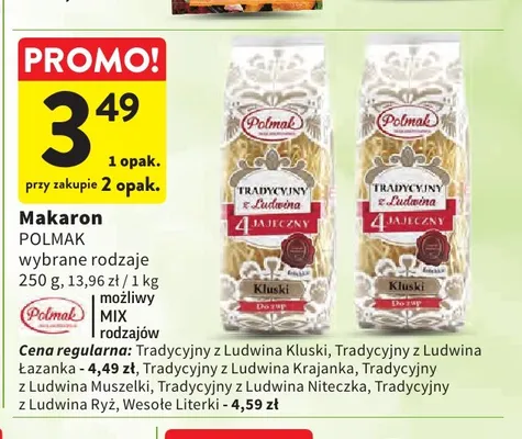 Makaron Tradycyjny z Ludwina muszelki Polmak promocja w Intermarche