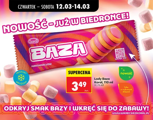 Lody Baza marshmallow promocja w Biedronka