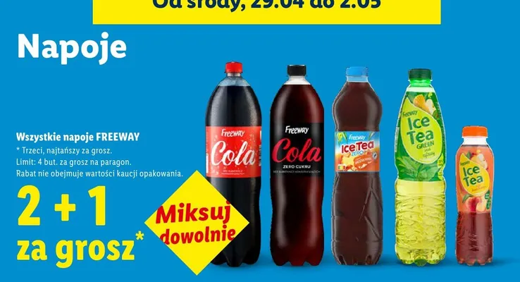 Napój wszystkie rodzaje promocja w Lidl