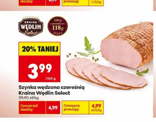 Szynka wędzona czereśnią Kraina Wędlin Select promocja w Biedronka