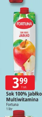 Sok 100% Jabłko Fortuna promocja w Leclerc