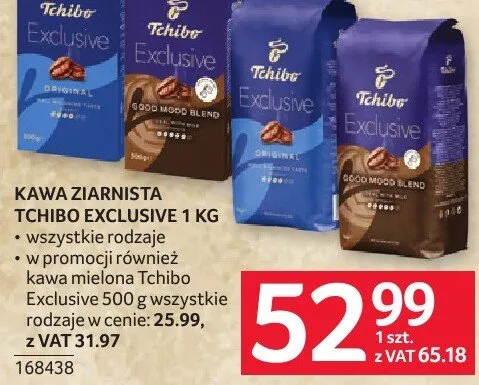 Kawa ziarnista Tchibo Exclusive 1 kg wszystkie rodzaje promocja w Selgros
