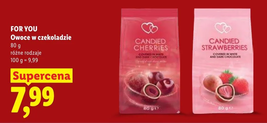 Owoce w czekoladzie For You Candied Strawberries promocja w Lidl