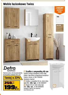 Szafka z umywalką Defra Twins 50 cm promocja w OBI
