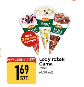 Lody rożek truskawkowy Gama promocja w Społem Częstochowa