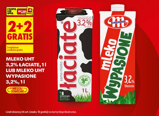Mleko UHT Łaciate 3,2% promocja w Biedronka