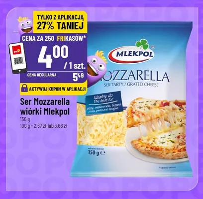 Ser mozzarella wiórki Mlekpol promocja w POLOmarket