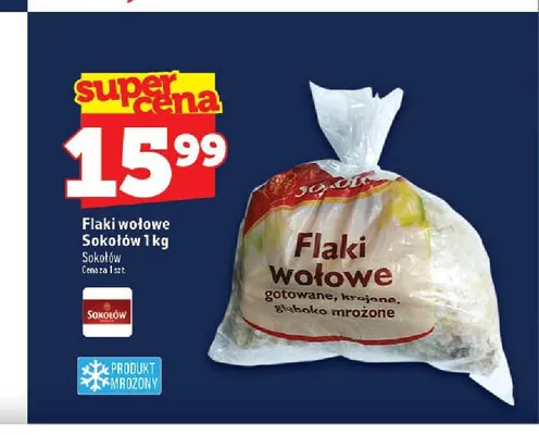 Flaki wołowe gotowane krojone mrożone Sokołów promocja w TOPAZ