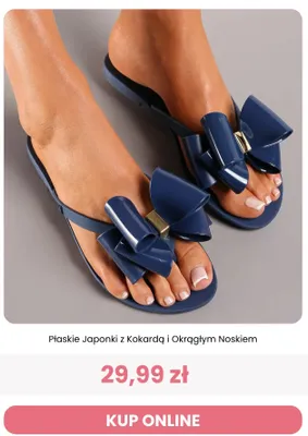 Płaskie japonki z kokardą i okrągłym noskiem Renee promocja w Renee