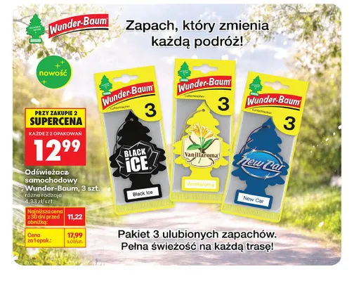 Odświeżacz samochodowy, różne rodzaje promocja w Biedronka