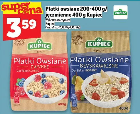 Płatki owsiane zwykłe Kupiec promocja w TOPAZ