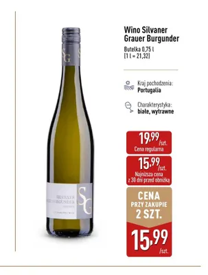 Wino Silvaner Grauer Burgunder promocja w Aldi