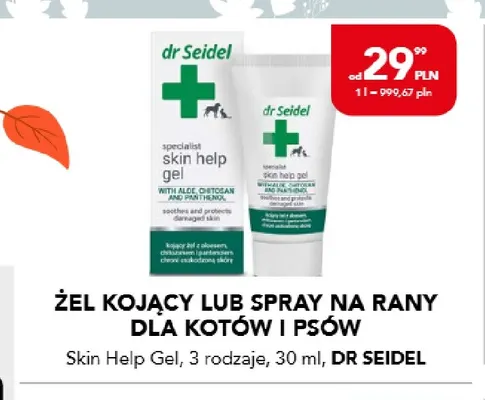 Żel kojący dla kotów i psów Skin Help Gel Dr Seidel promocja w Aquael zoo