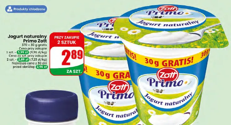 Jogurt naturalny Primo Zott promocja w Dino