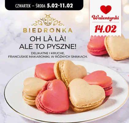 Makaroniki serca Biedronka wanilia, malina promocja w Biedronka