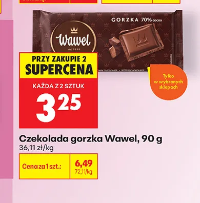 Czekolada gorzka Wawel promocja w Biedronka
