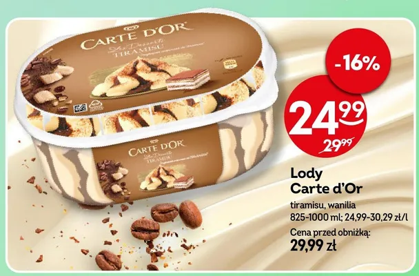 Lody tiramisu, wanilia promocja w Żabka