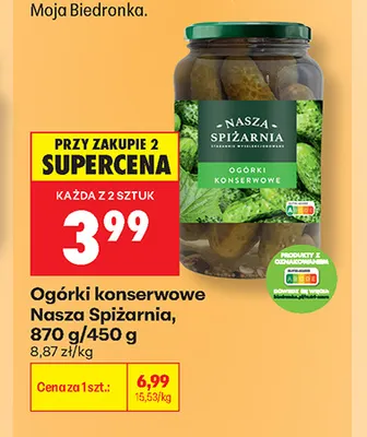 Ogórki konserwowe Nasza Spiżarnia promocja w Biedronka