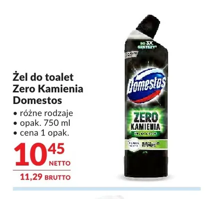Żel do toalet Zero Kamienia Domestos promocja w Makro