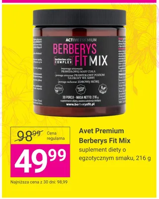 Suplement diety Avet Premium Berberys Fit Mix o egzotycznym smaku promocja w Hebe