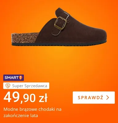 Modne brązowe chodaki promocja w Allegro
