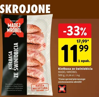 Kiełbasa ze świniobitcia promocja w Intermarche
