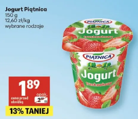 Jogurt truskawkowy Piątnica promocja w Delikatesy Centrum